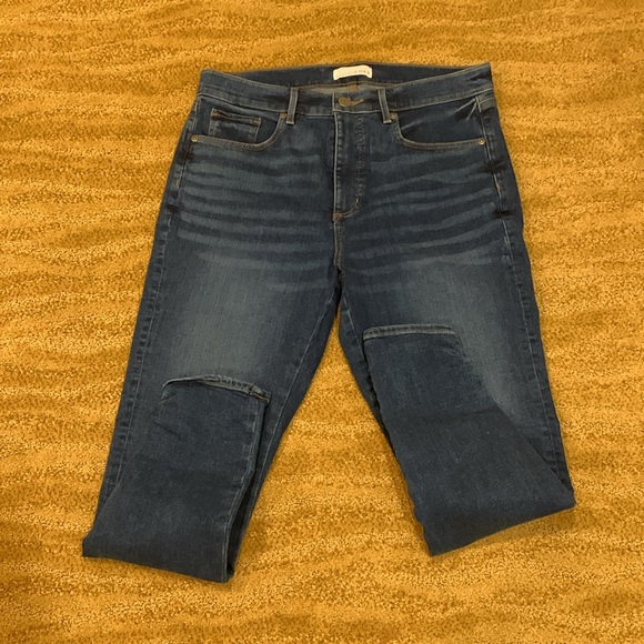 LOFT Skinny Crop Womens Size 31/12 Blue Jeans Ankle High Rise Dark Wash - Picture 2 of 13